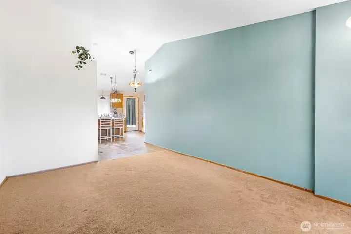 Another view of the living room in Unit A. Photo has been de-staged for tenant privacy