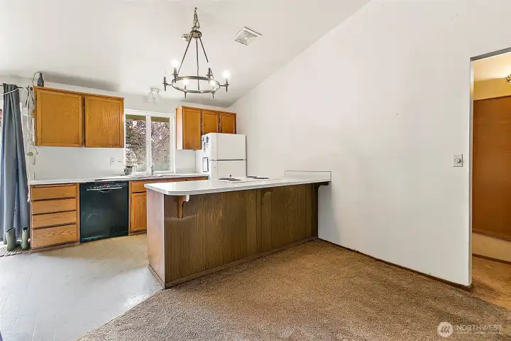 Good counter space in Unit B kitchen. Photo has been de-staged for tenant privacy