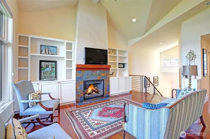 Cozy fireplace in the main living room.
