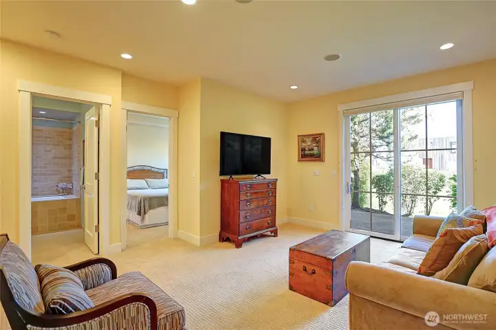 Ground level bonus room w/ access to patio & cozy outdoor fireplace.