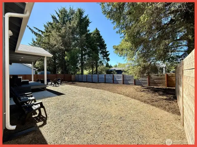 Fully fenced back yard.