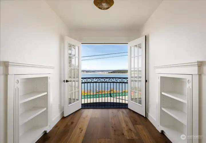 Special built-ins wheel open for tons of attic space