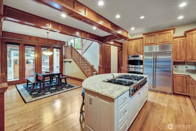 View from kitchen to patio doors leading to outdoor entertaining.
