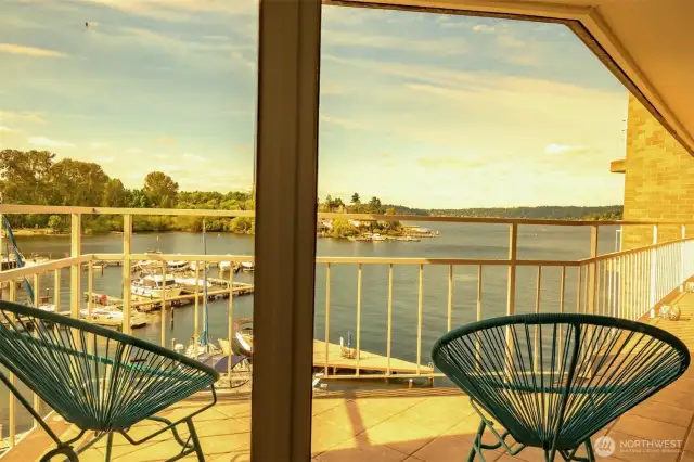 Evening falls across the water in soft amber tones—experience the peace that comes with dusk over the dock.