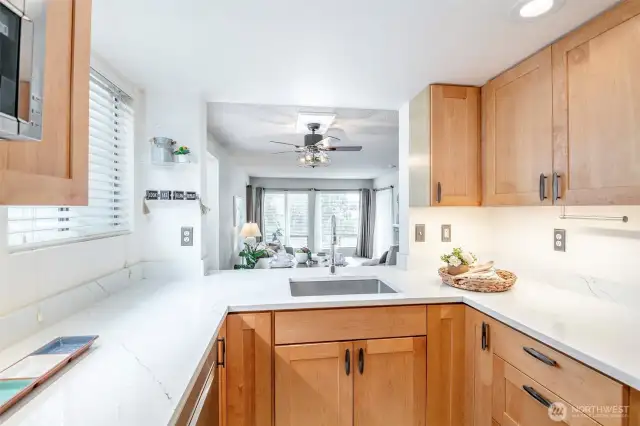 Newer countertops, cabinets, floors and SS appliances!