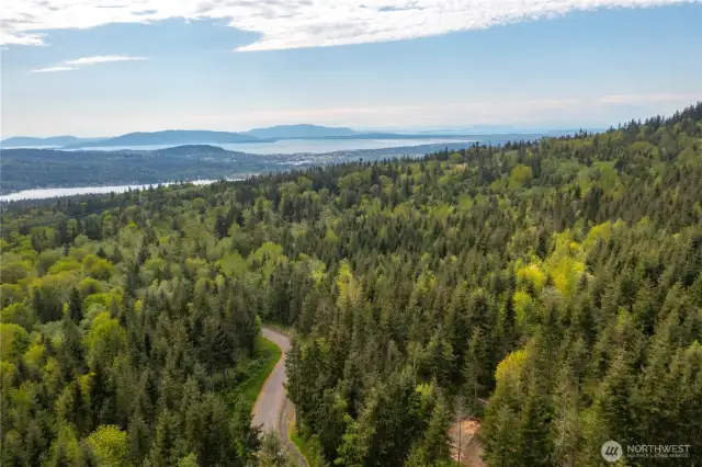 Aerial View from Lot 11 looking towards Lake Whatcom, Bellingham, Bay, & Islands