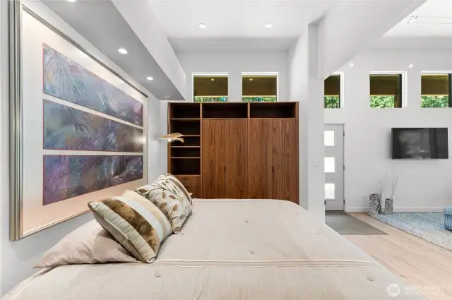 High ceilings and upper windows throughout