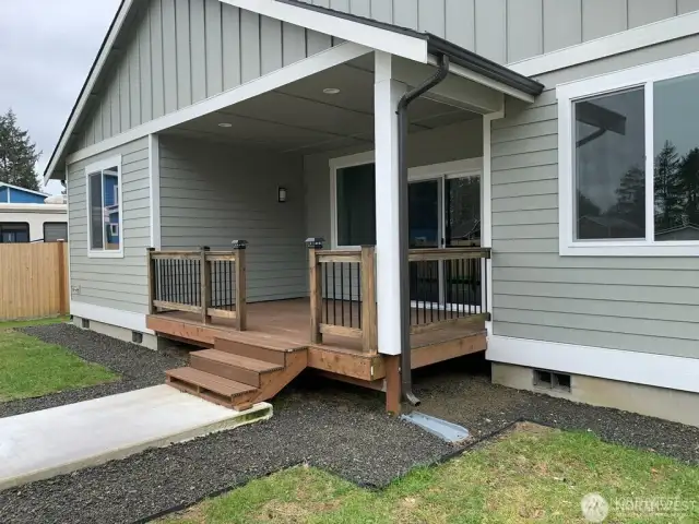 Covered porch facing canal