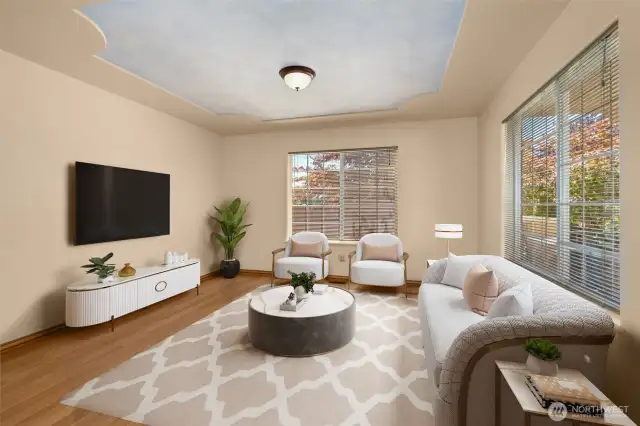 Virtually staged front Family Room