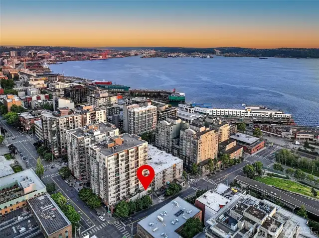 near met market, ez stroll along water front to cruise ship terminal- pier 66 and Pike Place market