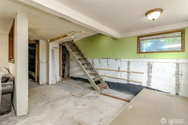 Unfinished daylight basement with potential -