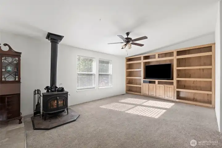 Recently installed wood burner for heats the place and then some!