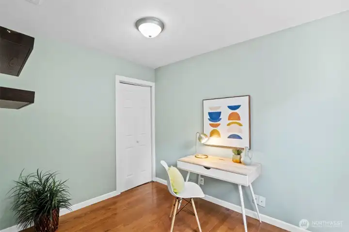 This 3rd bedroom is located off the kitchen and is fabulous for office space.