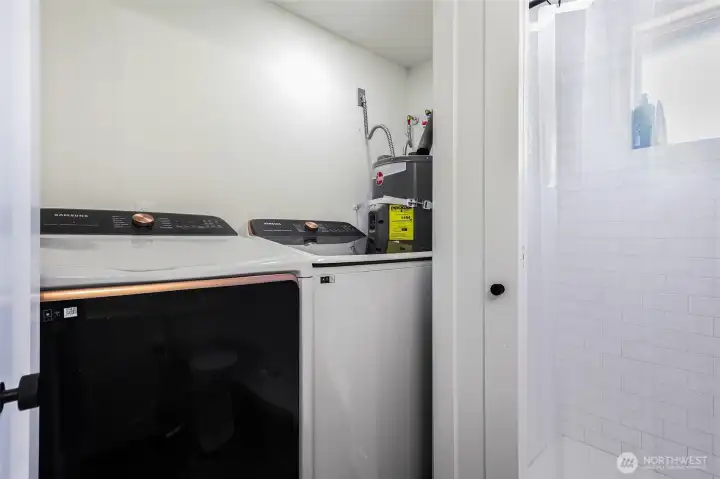 Laundry in the primary bath.