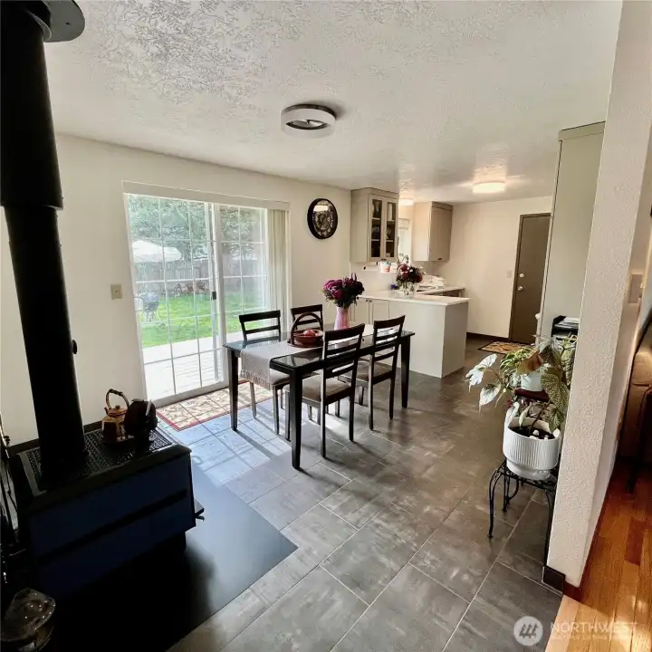 Dining area next to Wood Stove