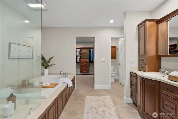 Upper primary bedroom has TWO walk-in-closets.