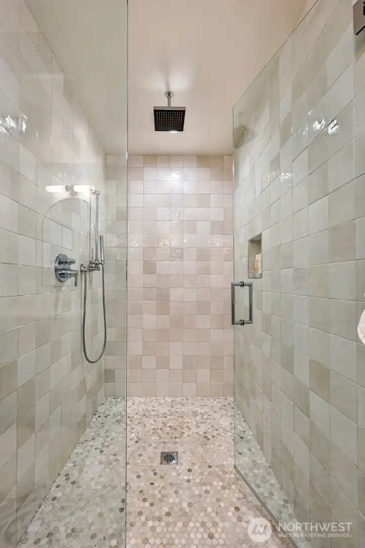 Spacious walk-in shower
