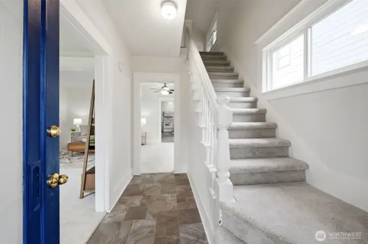 Bright and welcoming entry with classic details