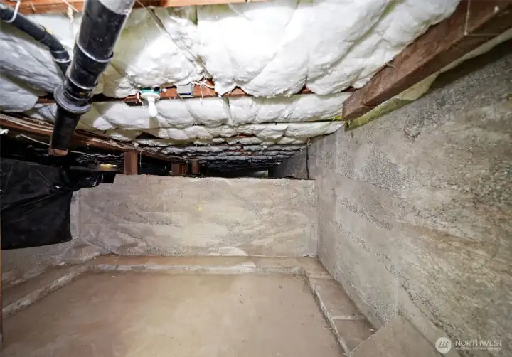 Accessible basement/crawlspace provides additional storage