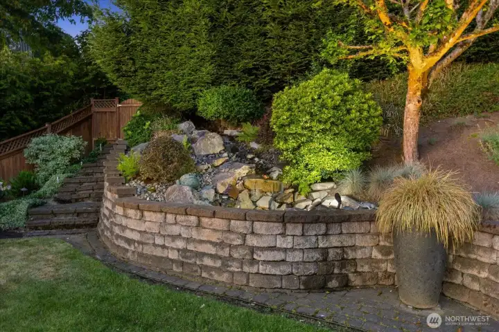 Enjoy the soothing sounds of the water fountain