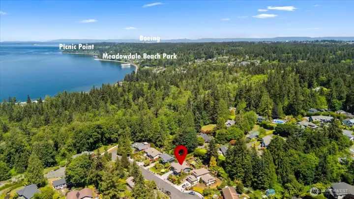 Meadowdale beach park, Picnic Point and Boeing to the North.