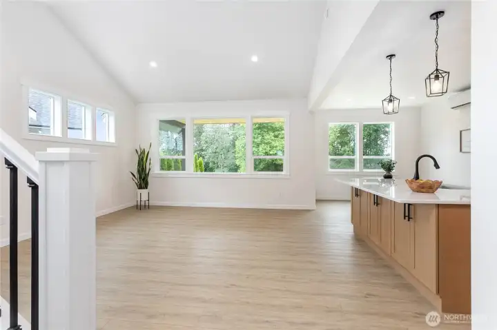 The living area faces the south so there is a lot of natural light.