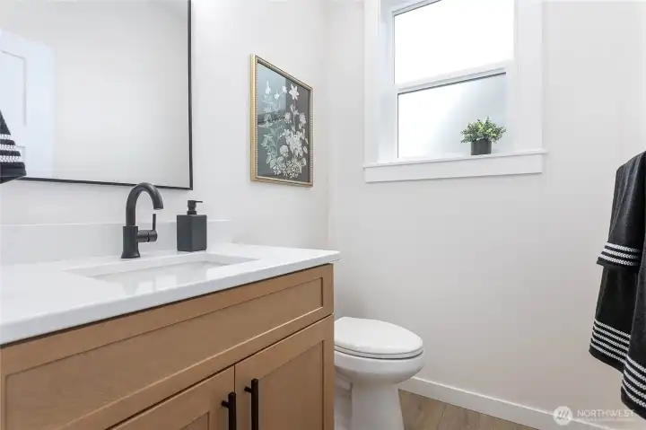There is a half bath located on the main floor.