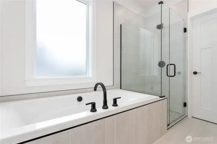 Enjoy the luxurious soaking tub after a long day!