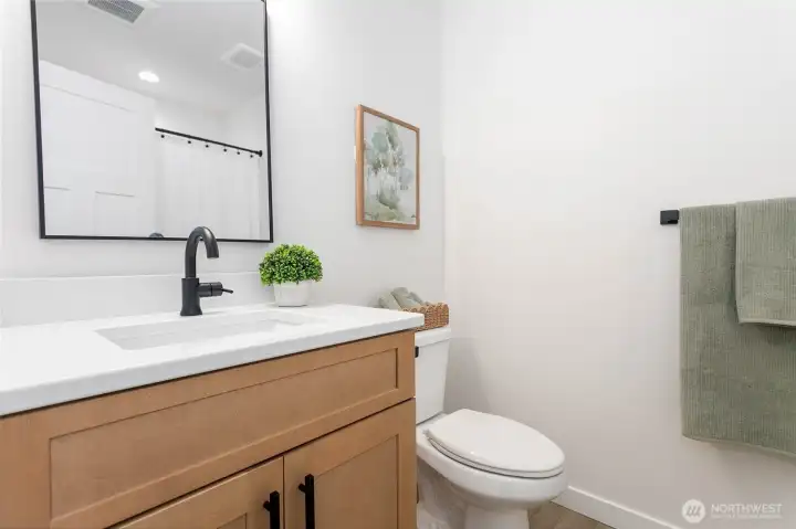 Upstairs there is a full bathroom.