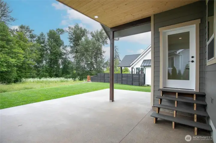 The backyard is very private and quiet.