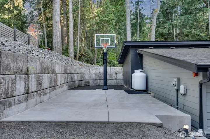 Built in basketball hoop