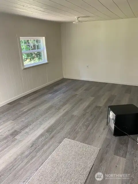 Almost finished inside with 1 bedroom and 1 bath started.