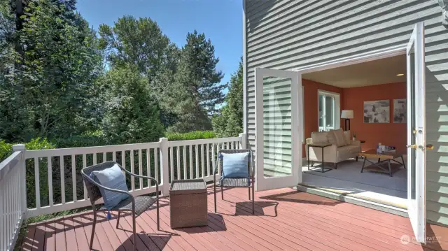 View of the deck off the family room.