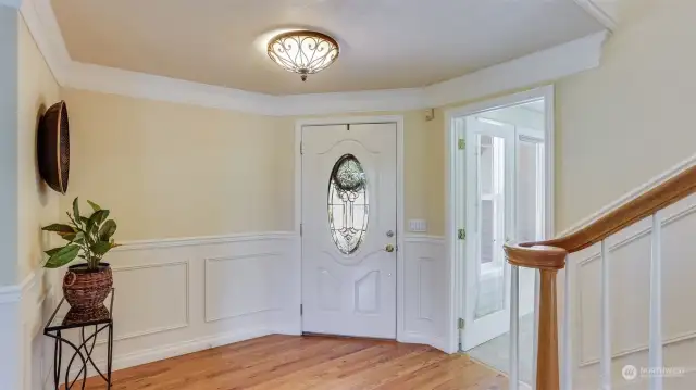 Step inside to warmth and comfort and brand new carpets on the main floor. Quality touches throughout such as crown molding, wainscotting and more.