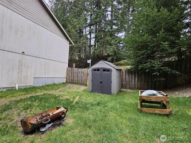 Storage shed on side yard stays!