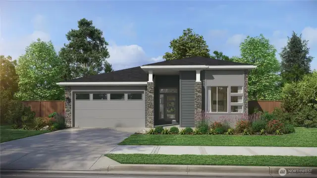 Rendering depicts 2-car garage. This home will have a 3-car garage.