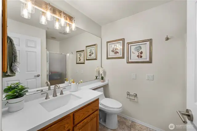 Guest bath with shower.