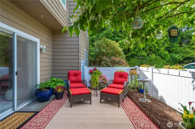 Fully fenced patio.