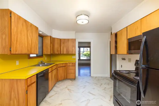 Open kitchen space.