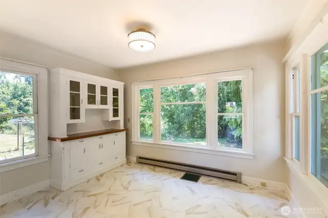 Built in hutch with large dining space.