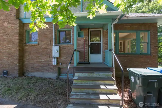 Side entry - view from detached garage area