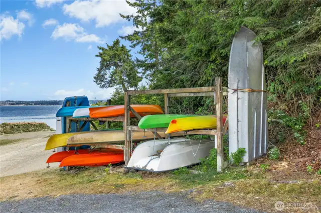 Private community kayak storage.