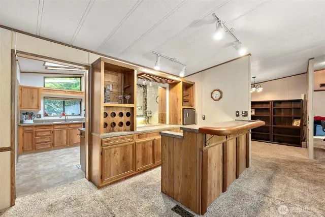 Wet bar with mini fridge