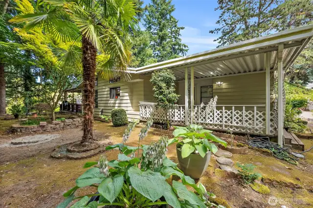 The garden features around this home are beautiful