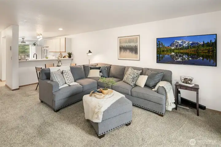 Oversized living room with great layout offering versatility.