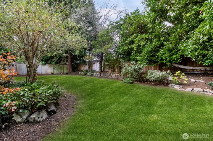 This Northwest Seattle Broadview home features a spacious and level back yard, great for entertaining and outdoor activities.