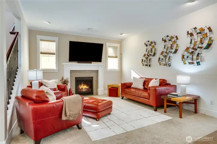 Cozy living room with propane gas fireplace