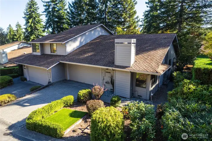 One story unit with two car garage!