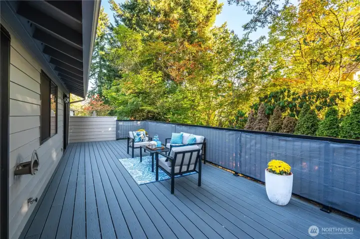 Deck is new, low maintenance and private!
