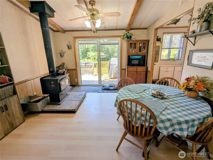 Dining room with access to rear deck